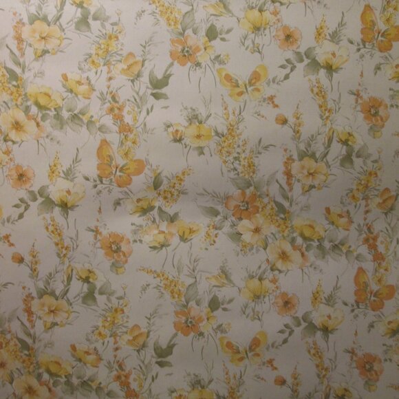 Vintage 1980s Orange Floral Motif Wallpaper - Picture 5 of 8